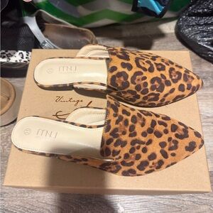 Source Unknown Brown Leopard Mules